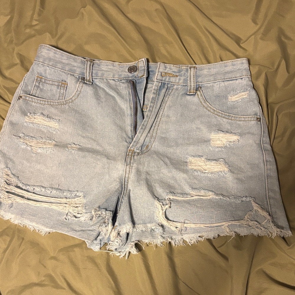 SHEIN Light Blue Distressed Jean Shorts